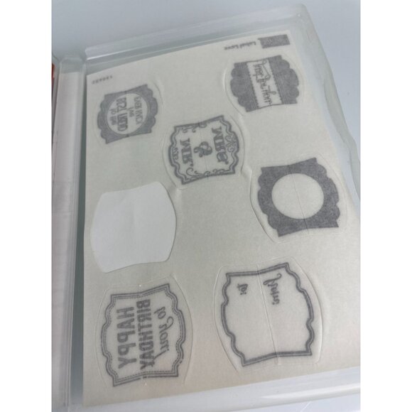 Stampin' Up! Label Love, Set of 7 Rubber Stamps, Gift Tags Wedding Birthday Baby - Picture 10 of 10